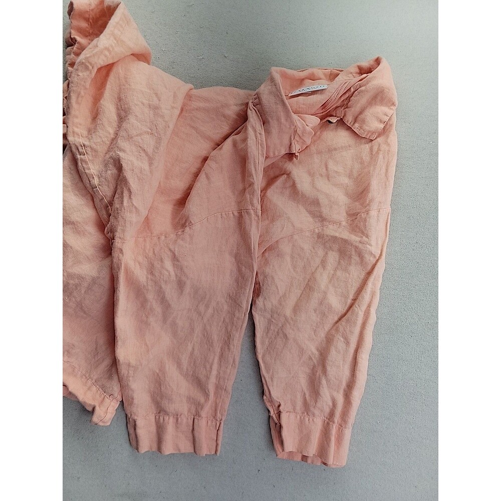 Bryn Walker Women's S Oversized Orange Sherbet Linen Button Down Shirt USA Made - Picture 6 of 9